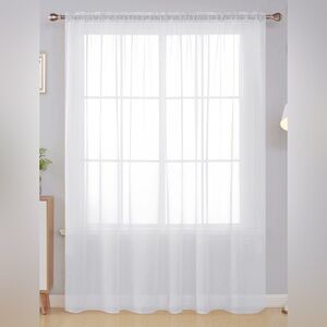 Set of 4 Sheer Window Curtain Panel - White